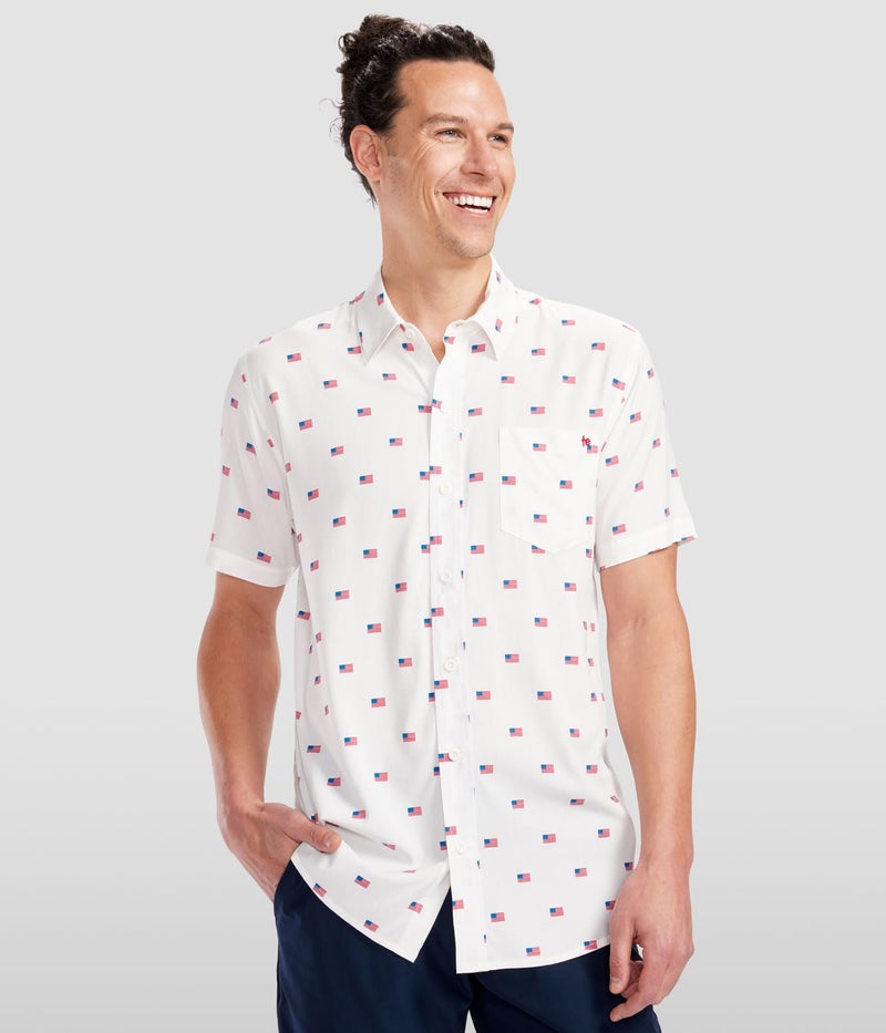Tipsy Elves White Grand Ol' Flag Patriotic Button Down Shirt for Men Size XX-Large - Image 2